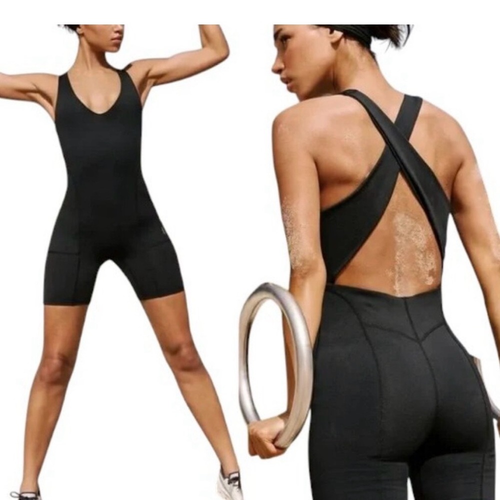 FP Movement by Free People Black Active Romper